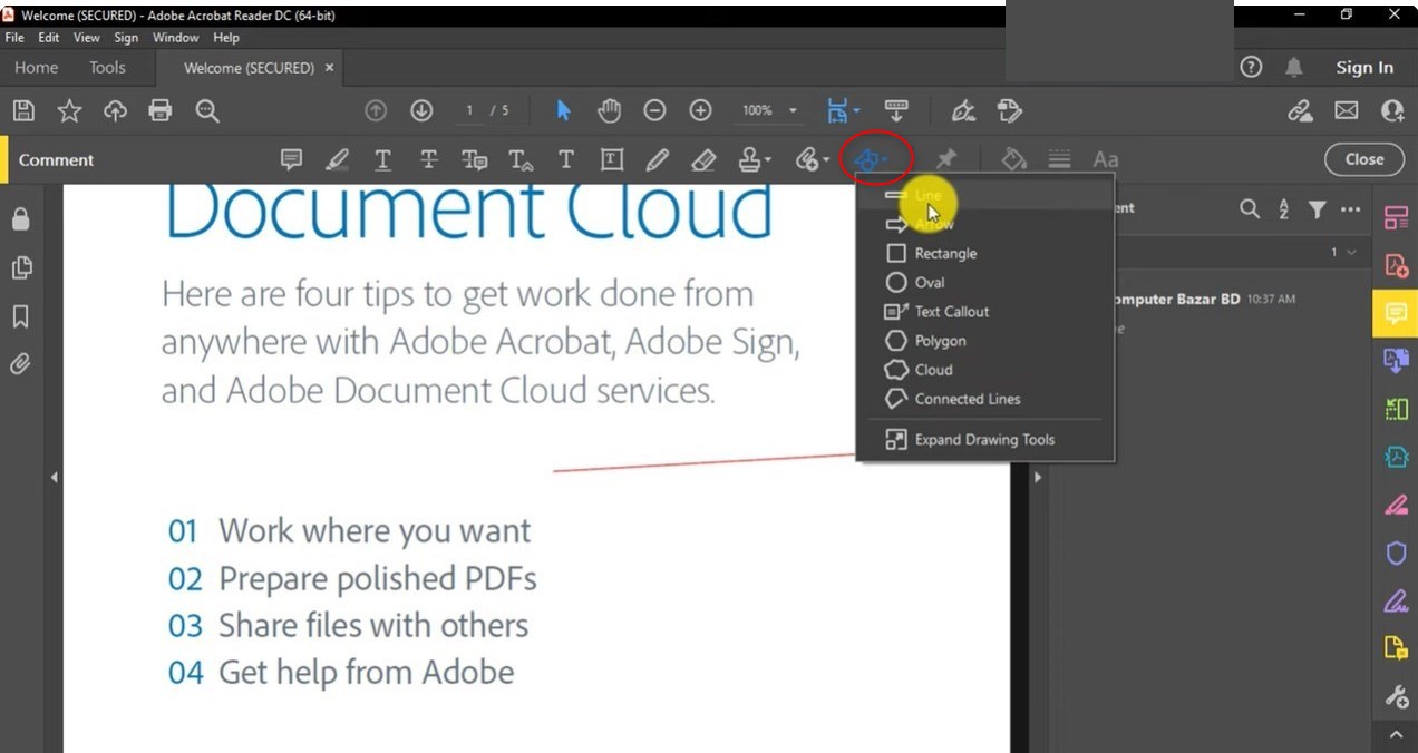Draw a Straight Line in Adobe Acrobat
