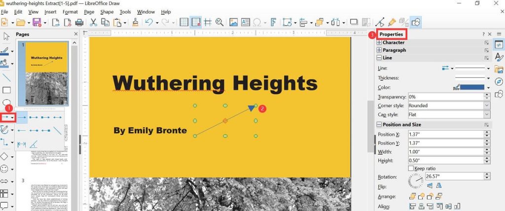 Draw an Arrow in a PDF with LibreOffice