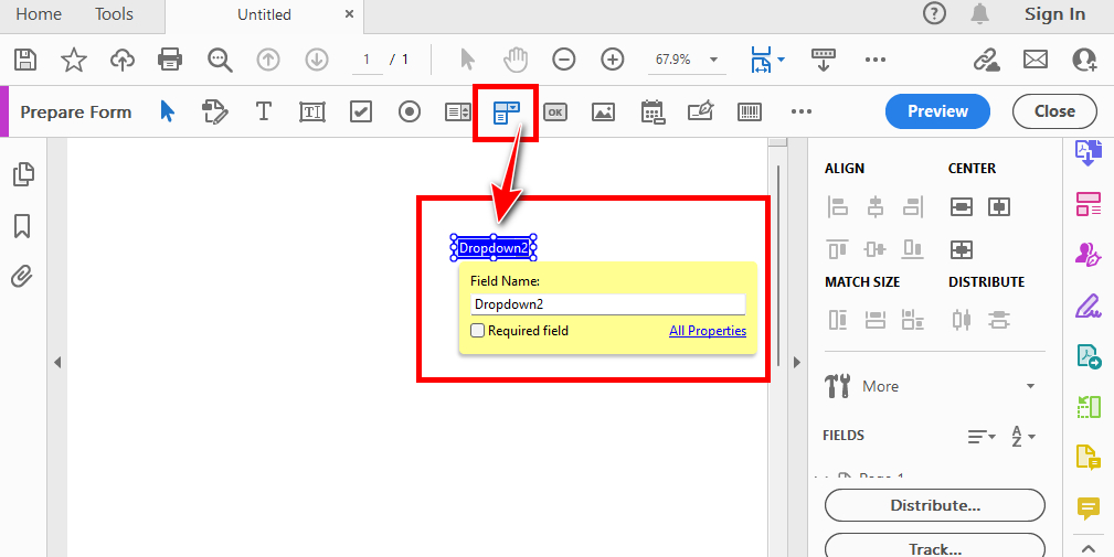 Add a Drop Down Menu in Adobe