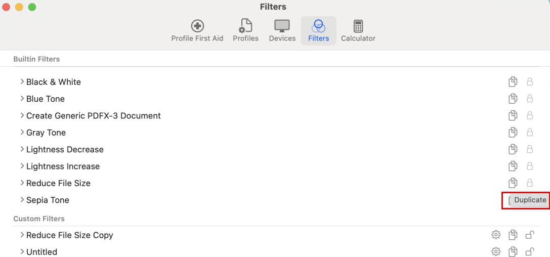 Duplicate the Reduce File Size Filter