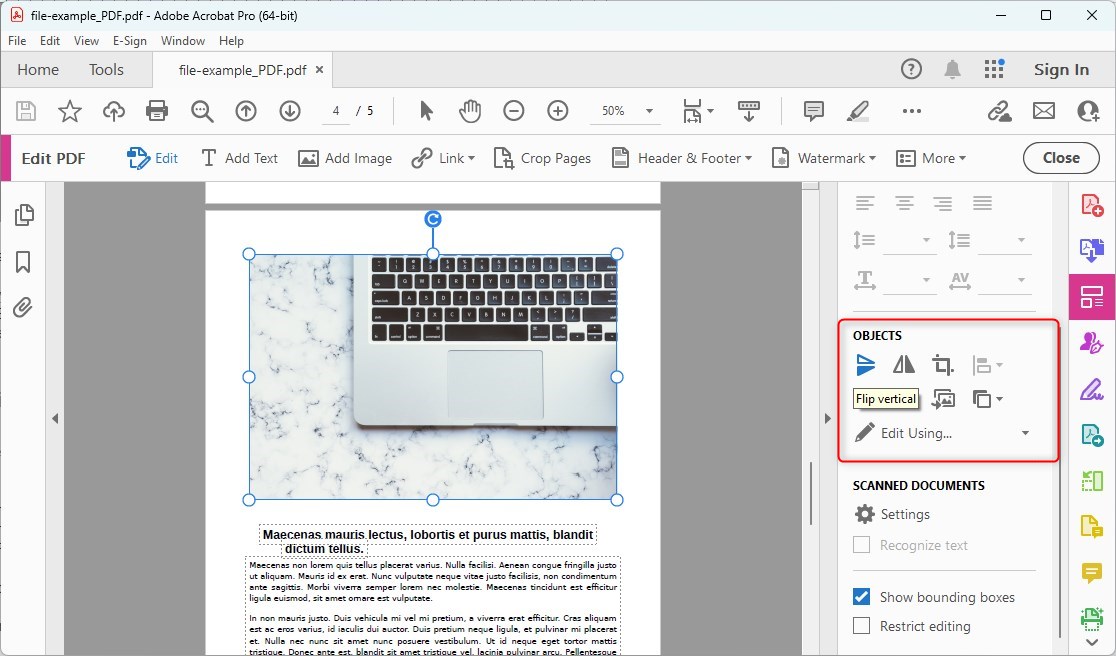 Edit Object in a PDF Using Acrobat