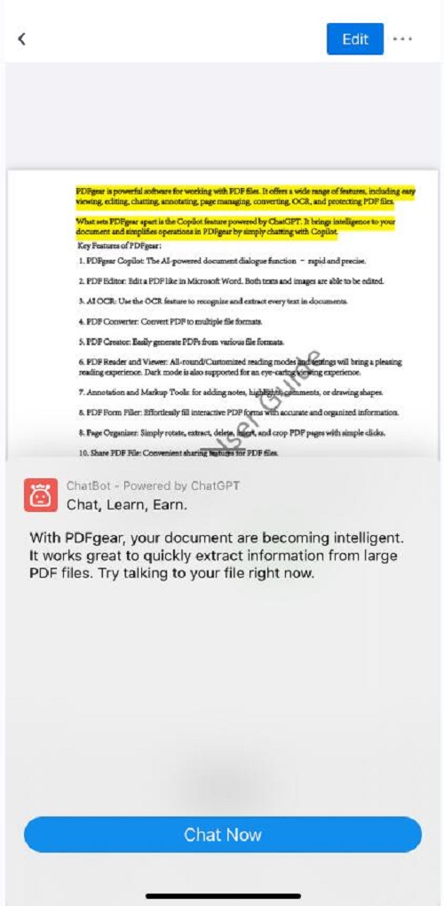 Edit PDF on iPhone with PDFgear for iOS
