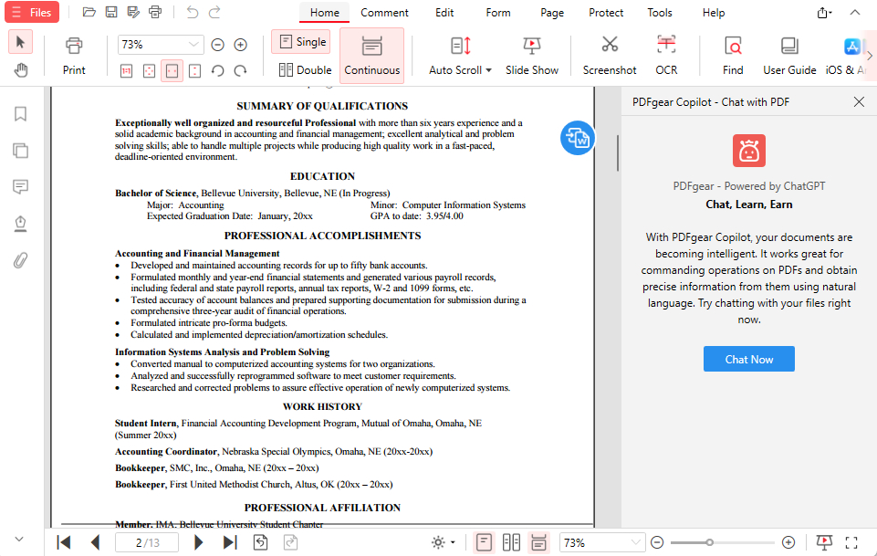 Polish Your Resume with PDFgear Chatbot