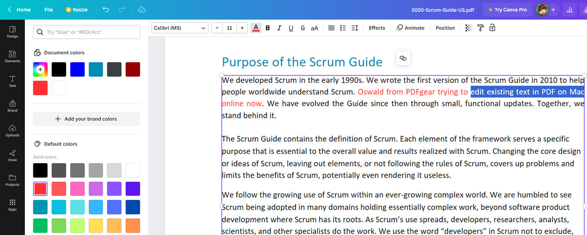 Edit Text in PDF on Mac Online