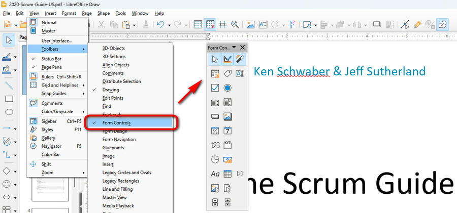 Enable Form Controls in LibreOffice Draw