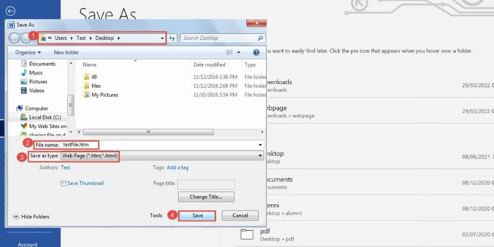 pdf export comments to word Save as Web Page