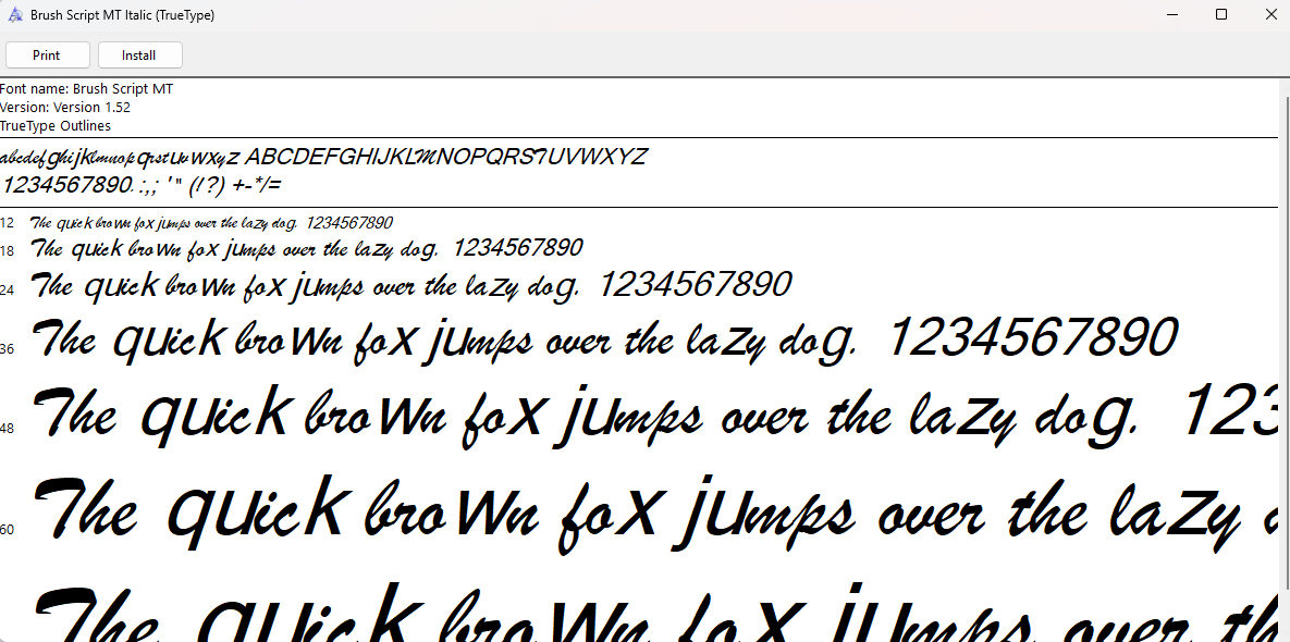 Check the Information of Each Font