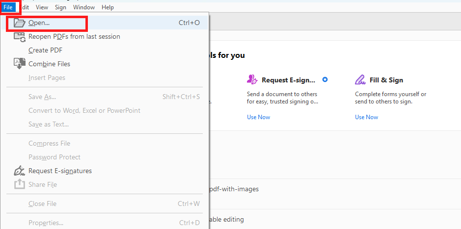 Open a PDF in Adobe