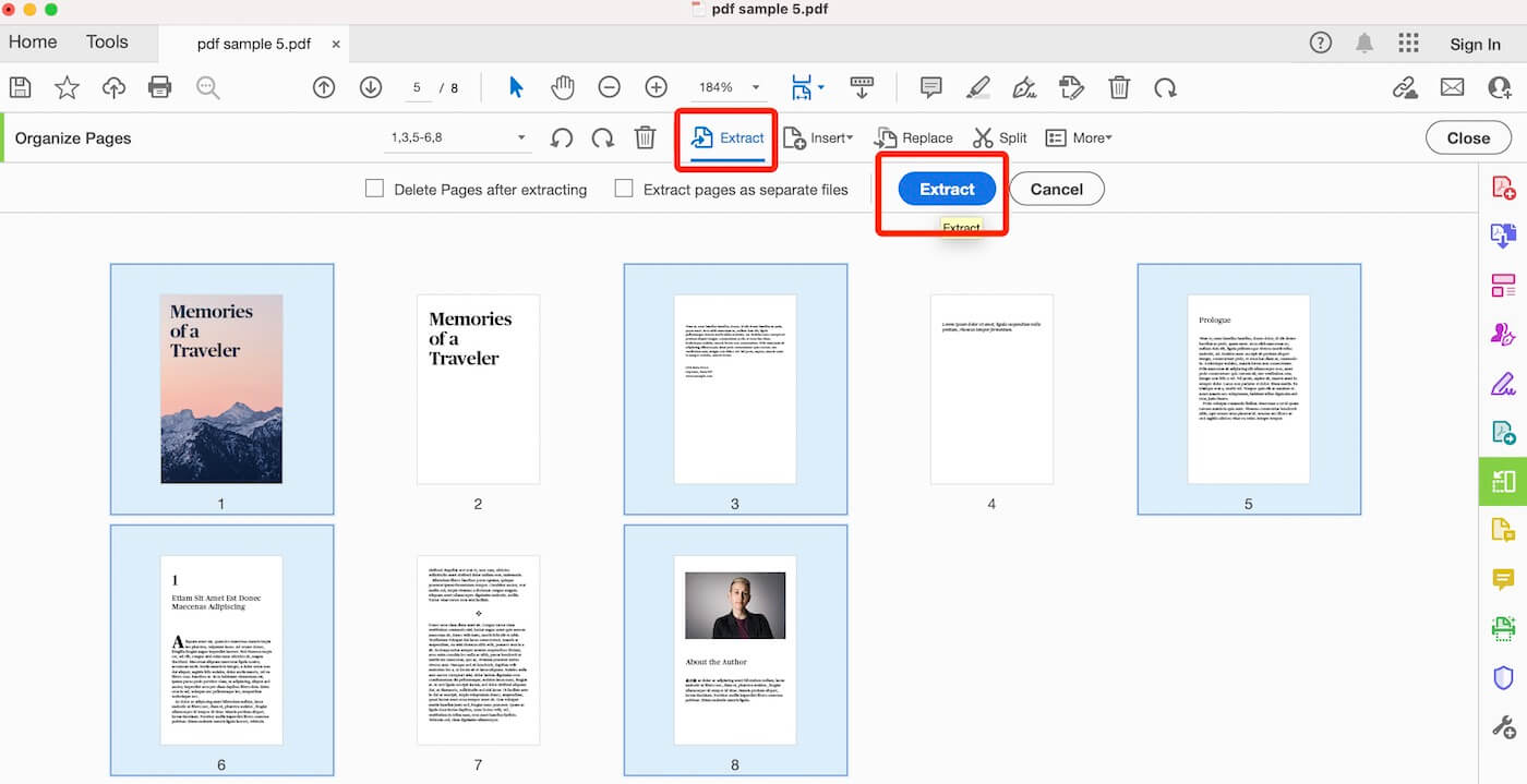 Extract Pages from PDF in Adobe Acrobat Pro