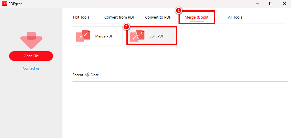 Navigate to the Split Tool