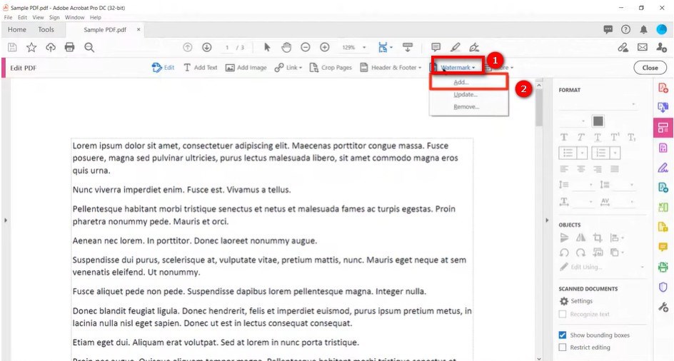 Add Watermark in Acrobat