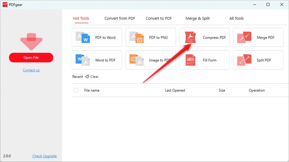 Locate the Compress PDF Feature