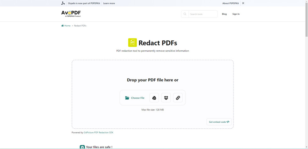Redact PDF with AvePDF