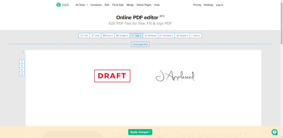 Free PDF Editor for Window Sejda