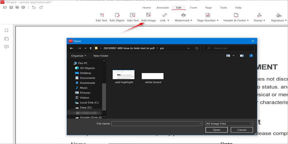 Choose an Image and Insert