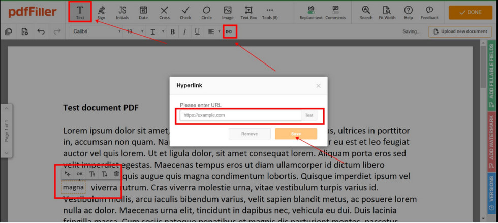 Add Links to PDF in PDFFiller