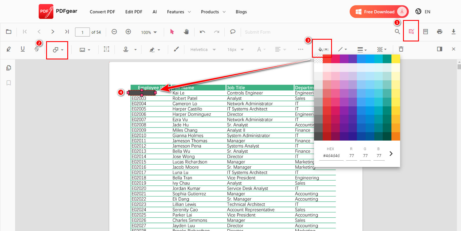 Black Out Private Information in PDF via PDFgear