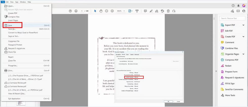 Save the PDF with the Password Removed in Adobe Acrobat Pro