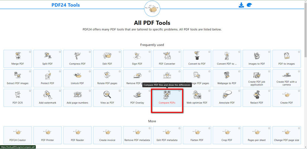 Open PDF24 PDF Compare Tool