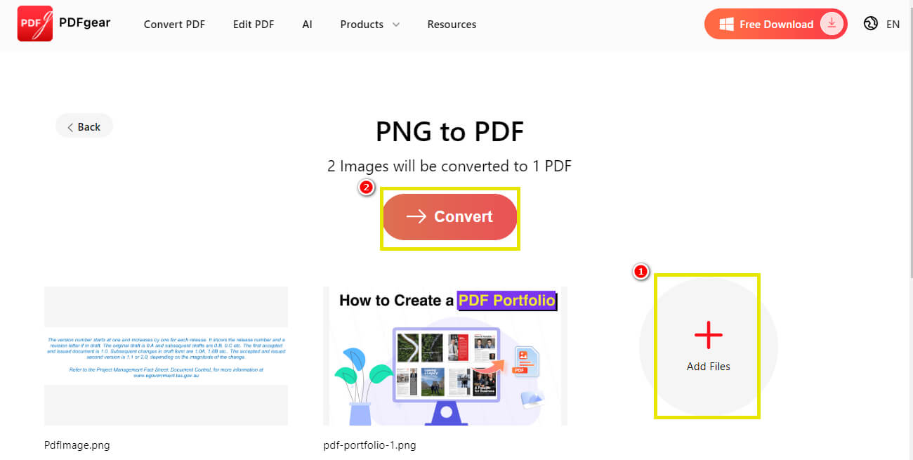 Change PNG to PDF Online