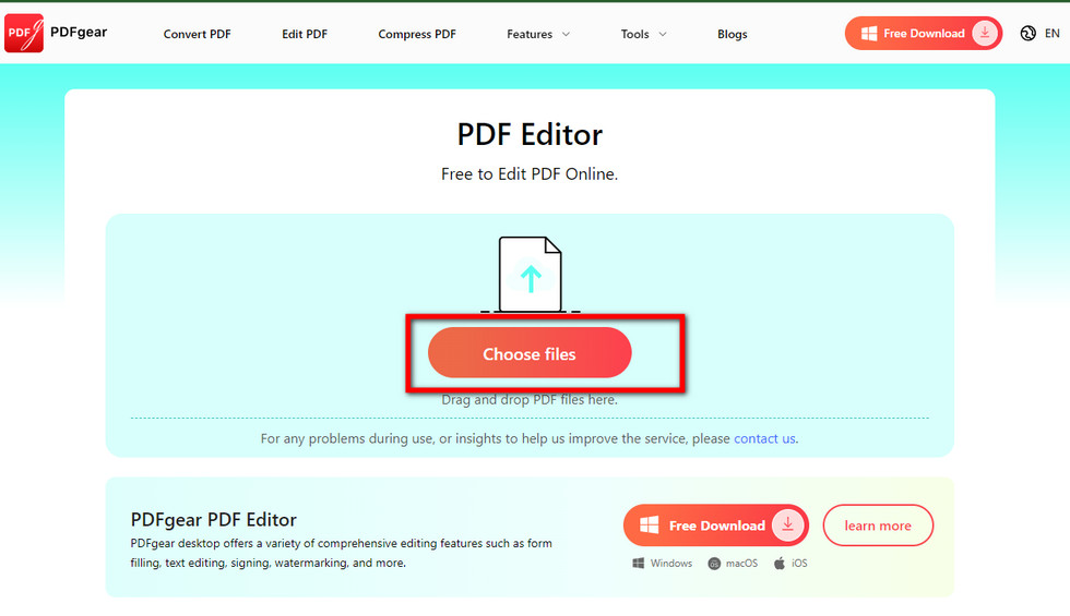 Upload PDF to PDFgear