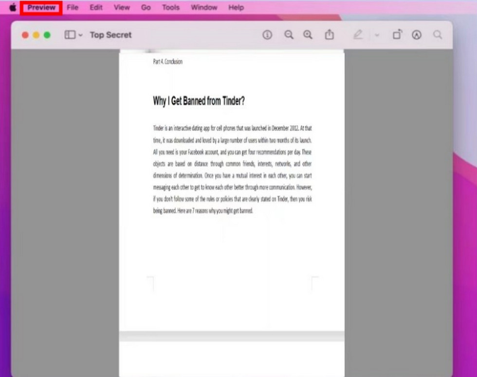 Enter the Editing Mode of the PDF Document in Preview