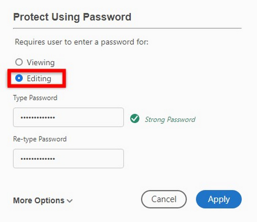 Apply a Password in Adobe Acrobat