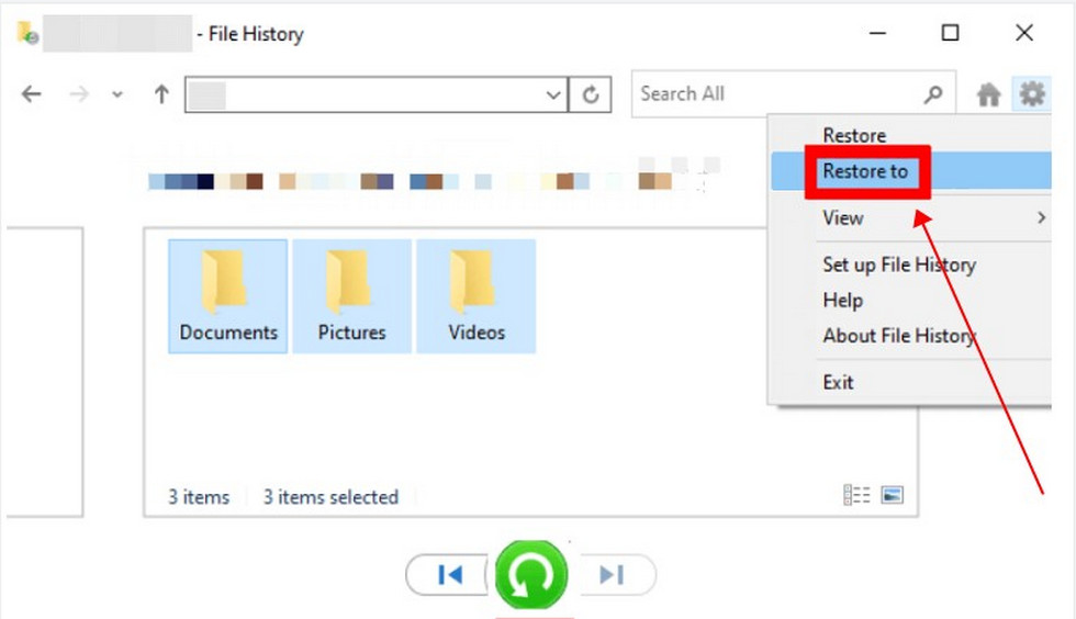 Recover PDF files via File History