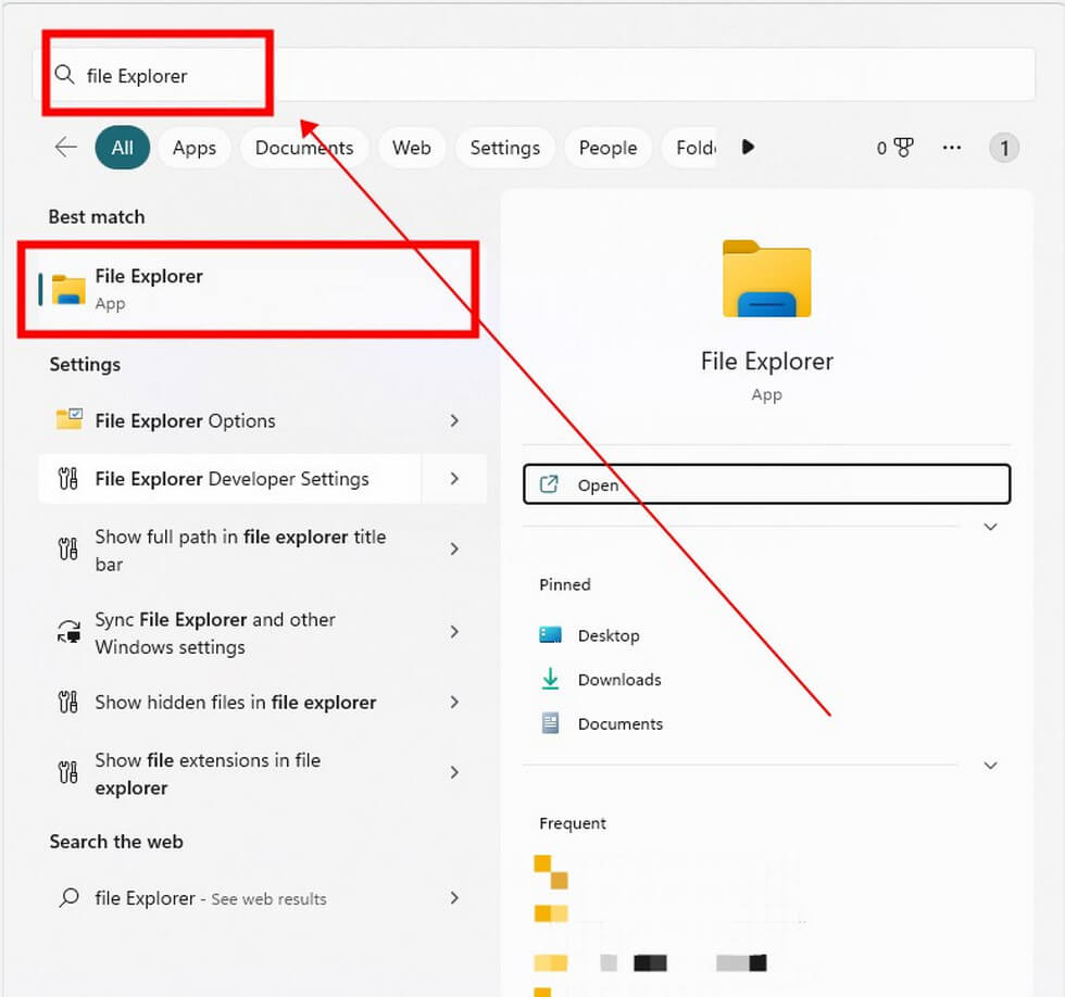 Search for "File Explorer" in Windows
