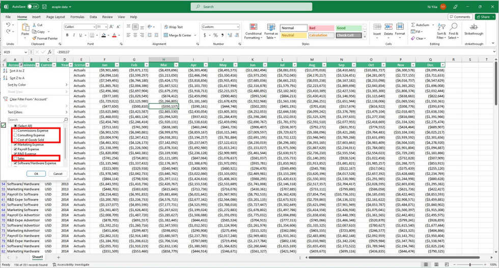 Filter Data in Excel
