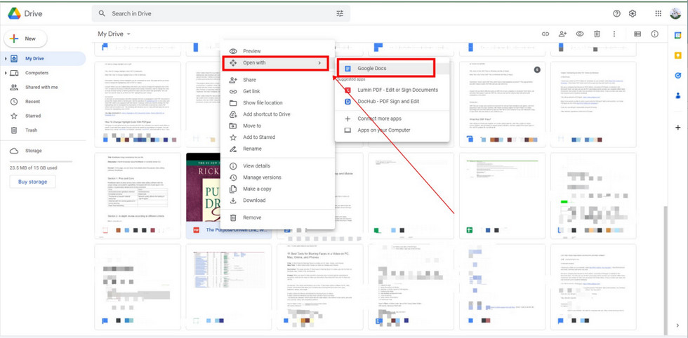 Open PDF in Google Doc
