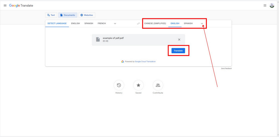 Translate and Download PDF via Google Translate