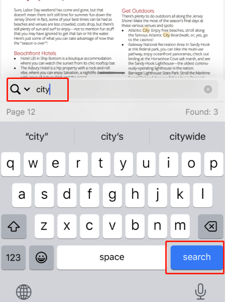 Input the Word on PDFgear for iOS
