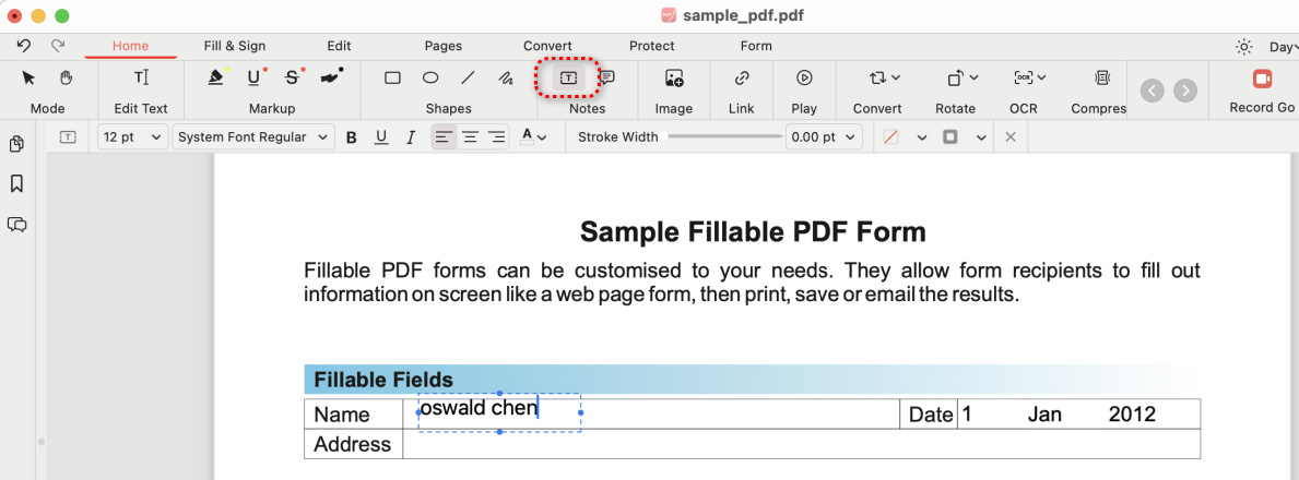 Fill with Textbox