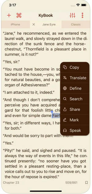 KyBook 3 the EPUB reader for iPhone