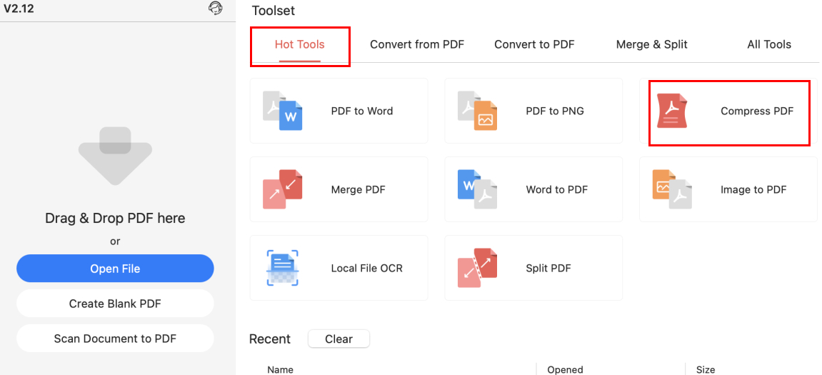Find the Compress PDF Button in PDFgear