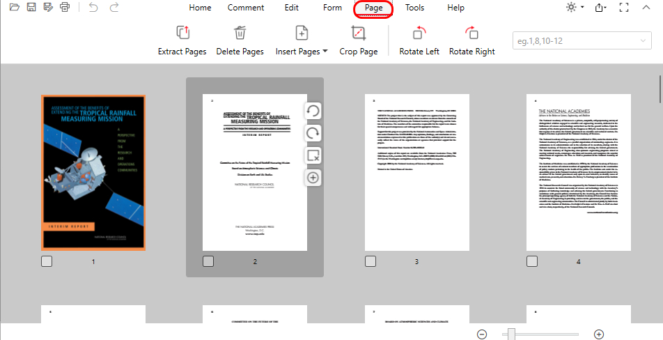 Click on the Page Tab