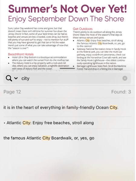 Locate the Search Result on iPhone