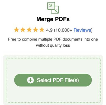 PDFgear online PDF merger with the Select PDF File(s) button