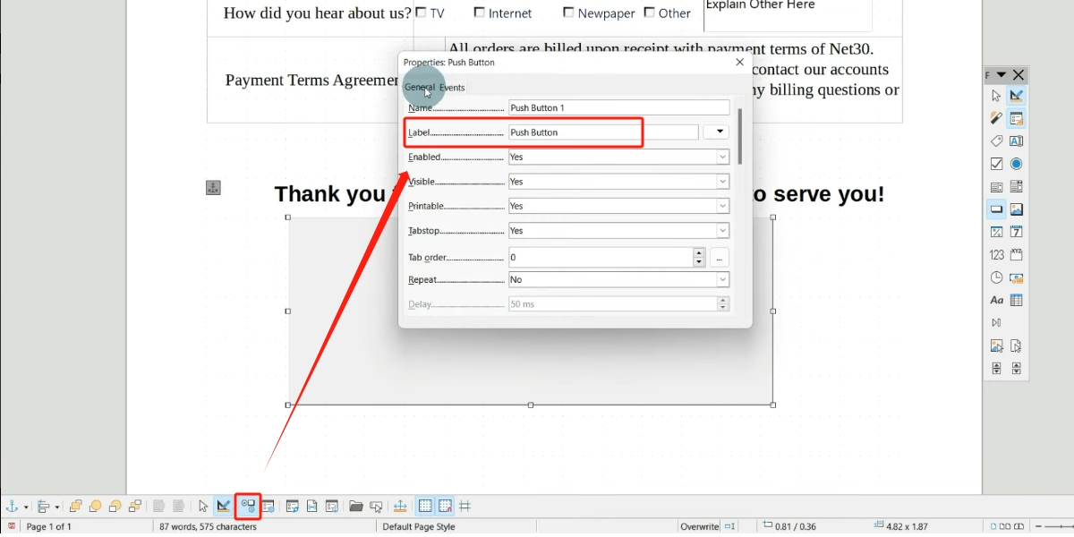 Enter Button Name