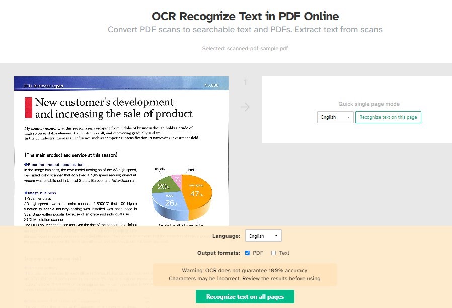 OCR Recognize Text in PDF Online
