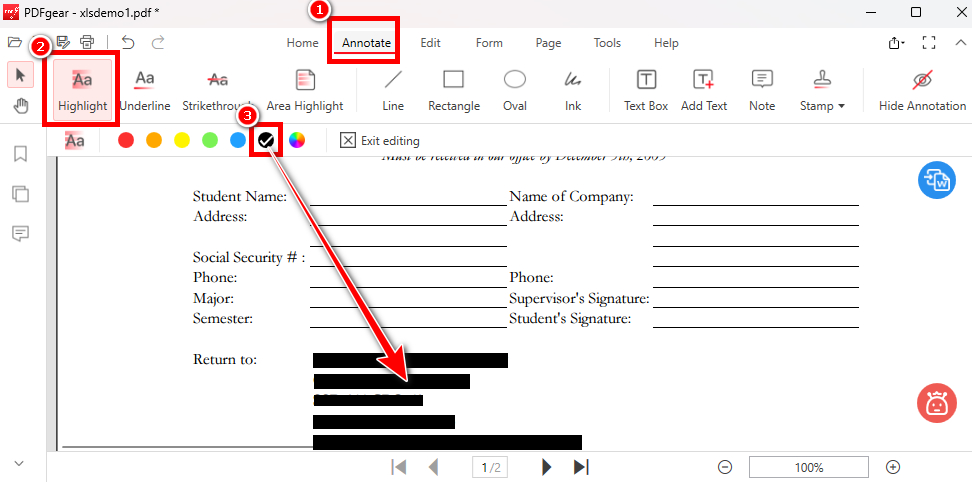 Redact the Text in the PDF