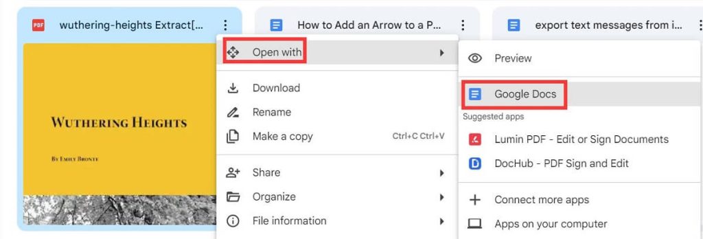Open a PDF File with Google Docs