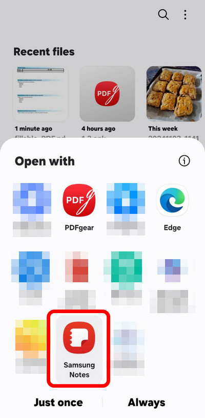 Open a PDF with Samsung Notes