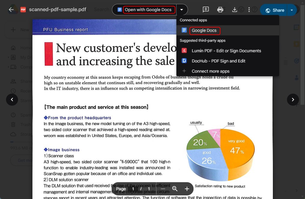 Open a Scanned PDF with Google Docs