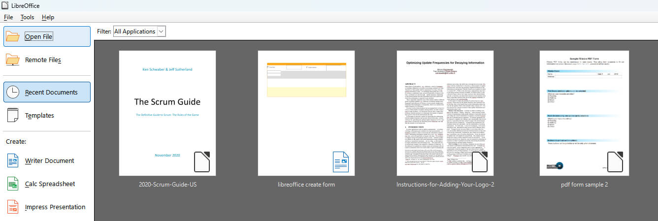 Open PDF in LibreOffice
