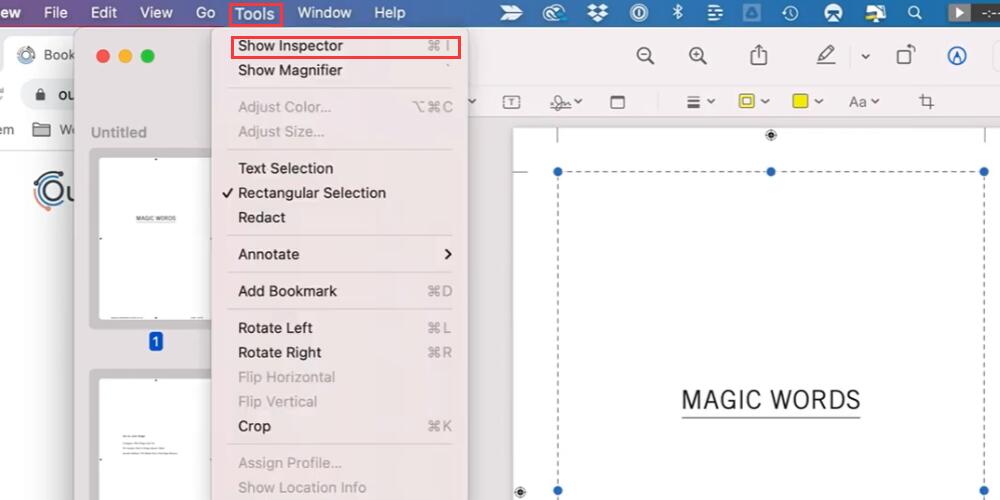 Open Inspector with Preview