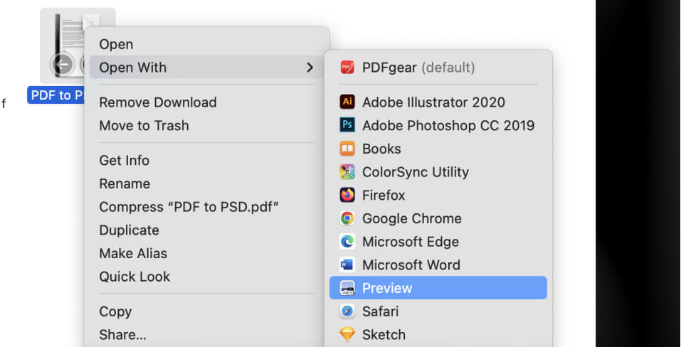 Open PDF in Preview