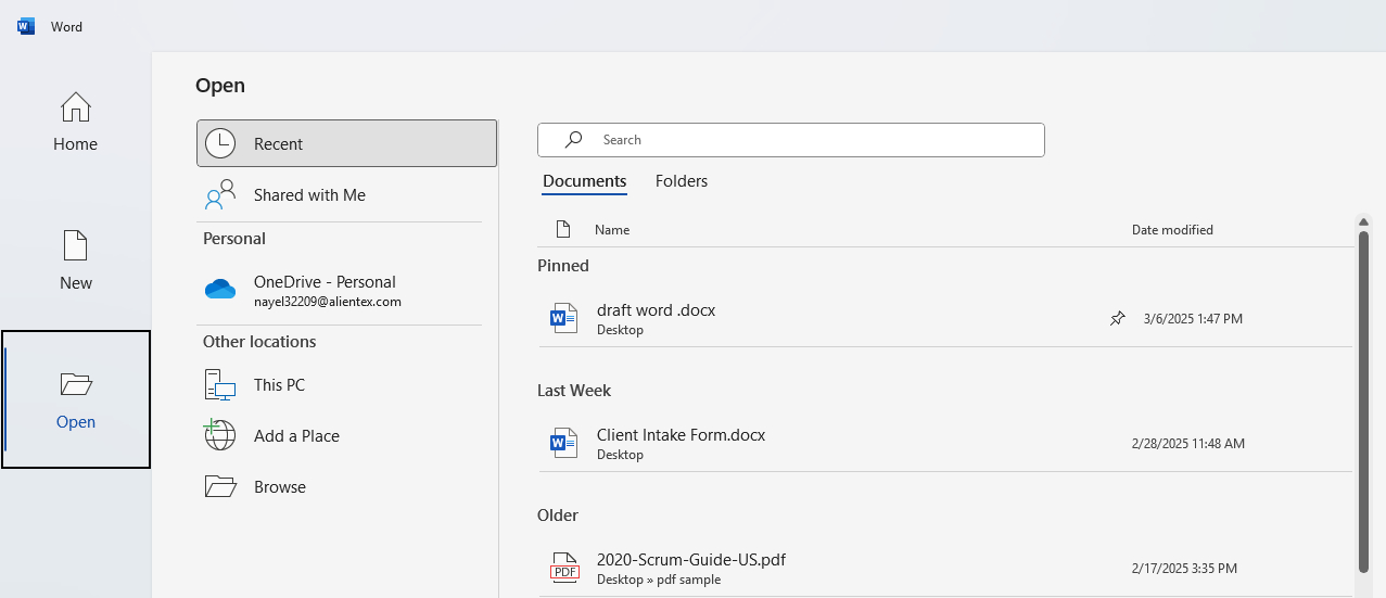 Open PDF in Word