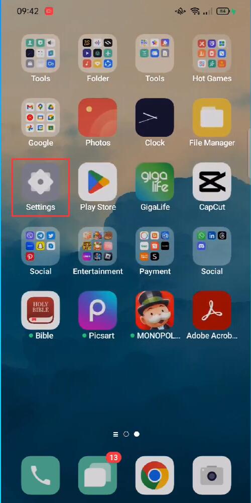 Open Settings on Android